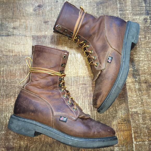 Justin Conductor 8" Western Work Boots Brown Mens 8.5 D 706 Keltie Leather USA - Picture 15 of 16